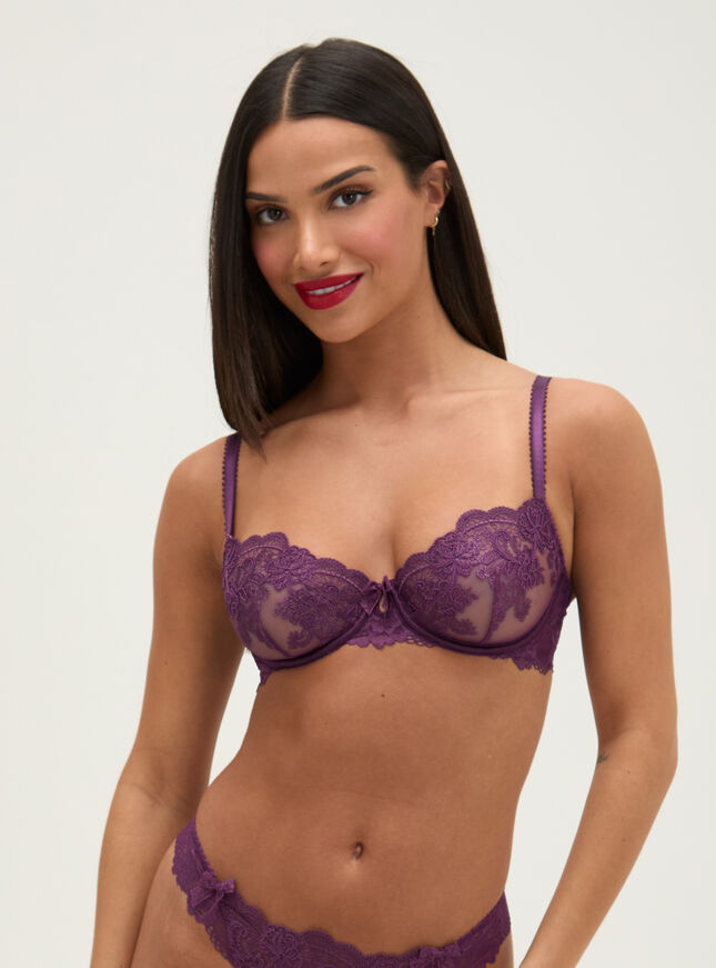 Antointette sheer embroidered balconette bra